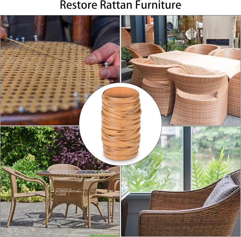 Feyart 40m/131ft 7mm Light Wood Wicker Repair Kit, PE Rattan Repair Kit for Wicker Chair Fixing, Patio Furniture Repair - Image 4