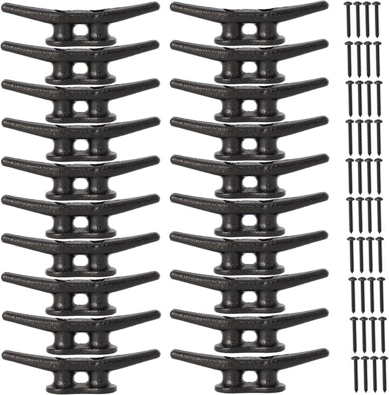 VEITHI 4 inch Dock Cleats 4/6/8/12/16/20/24 Pack,Boat Dock Cleats Rope Cleat Marine Cleats Iron Boat Cleats with Hardware ldeal for Deck,Nautical Decor,Cleats for Boat Dock,Boat Tie Down Cleats - Image 1