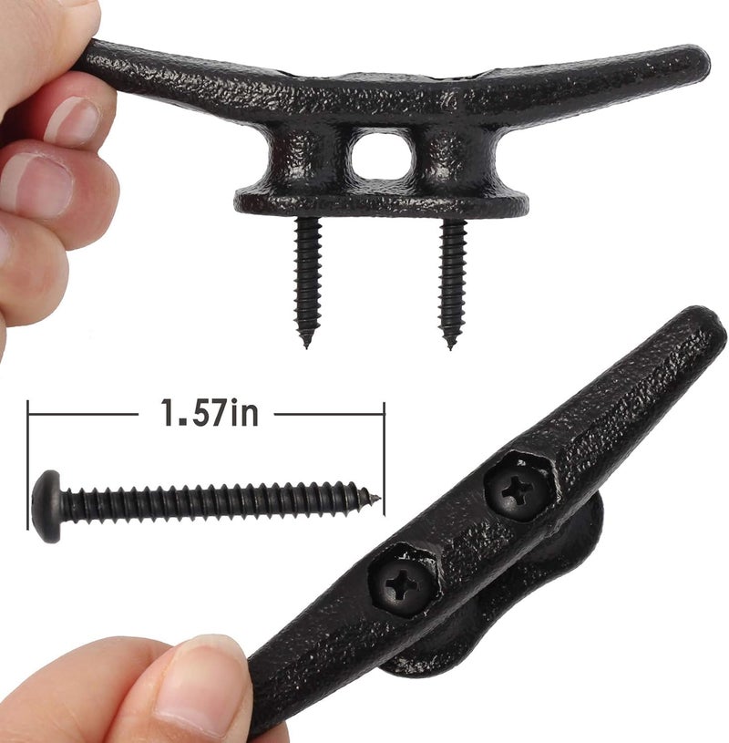 VEITHI 4 inch Dock Cleats 4/6/8/12/16/20/24 Pack,Boat Dock Cleats Rope Cleat Marine Cleats Iron Boat Cleats with Hardware ldeal for Deck,Nautical Decor,Cleats for Boat Dock,Boat Tie Down Cleats - Image 2