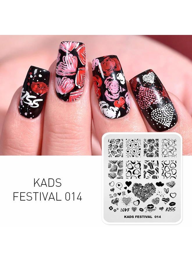 KADS Nail Art Image Stamping Plates Valentine's Day Love Heart DIY Manicure Template Image Plate for Nail (FE014) - Image 2