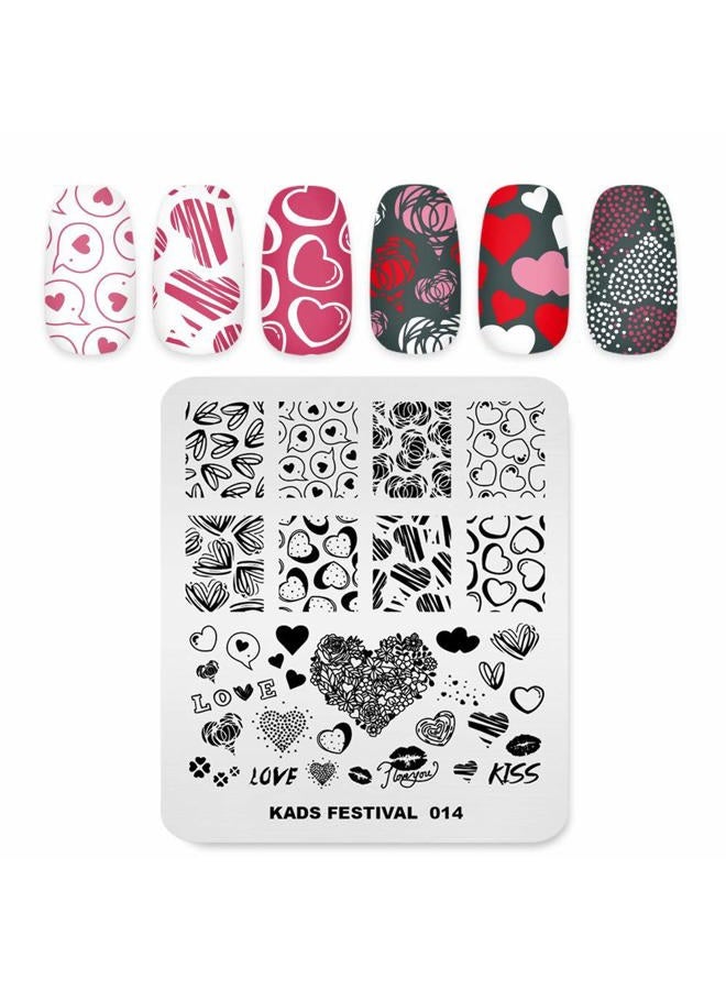 KADS Nail Art Image Stamping Plates Valentine's Day Love Heart DIY Manicure Template Image Plate for Nail (FE014) - Image 1