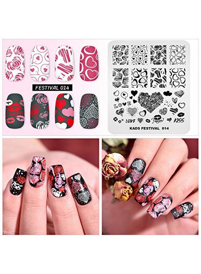 KADS Nail Art Image Stamping Plates Valentine's Day Love Heart DIY Manicure Template Image Plate for Nail (FE014) - Image 4
