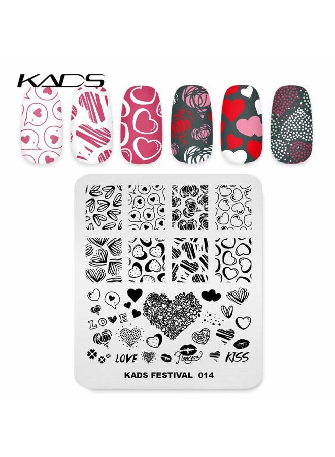 KADS Nail Art Image Stamping Plates Valentine's Day Love Heart DIY Manicure Template Image Plate for Nail (FE014) - Image 3