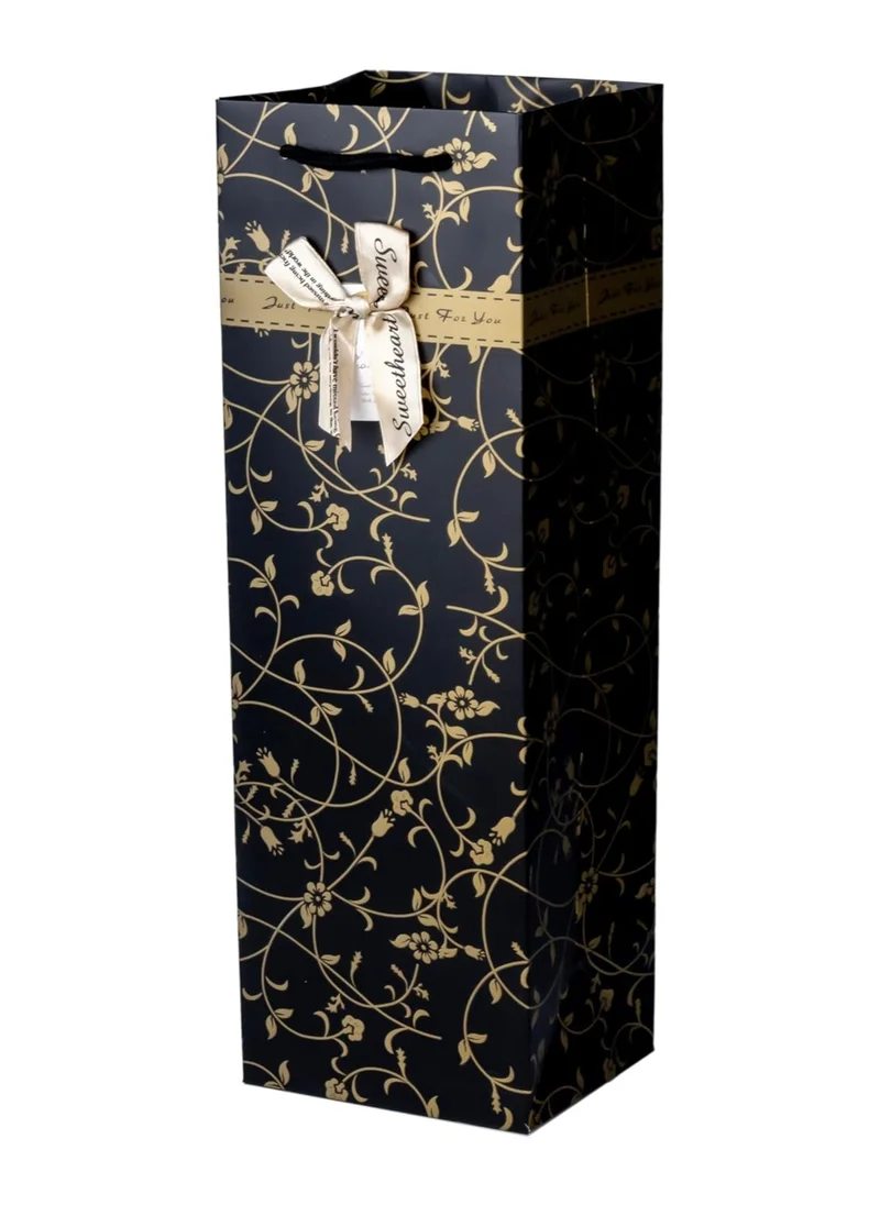 كويزين أرت Black Floral Print Gift Bag