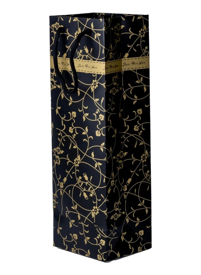 كويزين أرت Black Floral Print Gift Bag