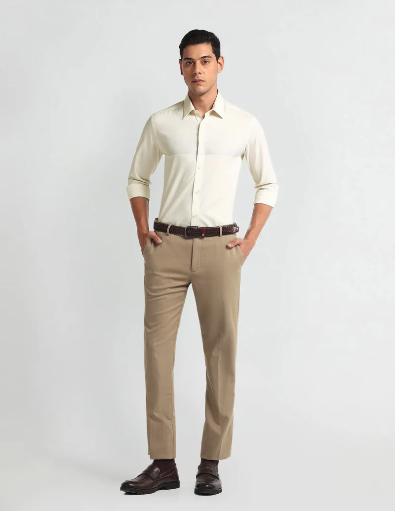 Arrow Off White Vertical Stripe Slim Fit Shirt for Men | Best Price UAE