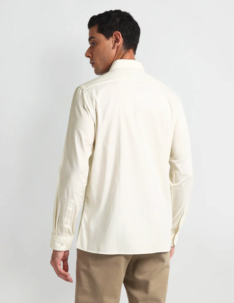 Arrow Off White Vertical Stripe Slim Fit Shirt for Men | Best Price UAE