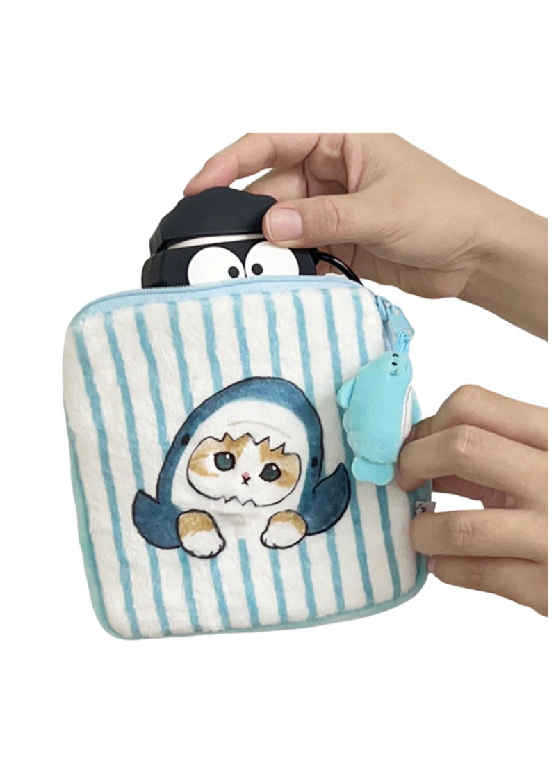 حقيبة تخزين مربعة على شكل قطة قرش وسلسلة مفاتيح وحقيبة ظهر وإكسسوارات وحقيبة كرتونية وزينة وهدايا للدمى - Image 1