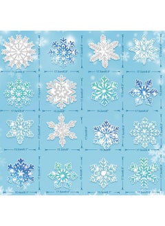HOWAF HOWAF 30 Pcs Winter Snowflake Birthday Baby Shower Hanging Swirl Decorations,NO-DIY Winter Wonderland Blue White Snowflake Foil Hanging Ceiling Decor for Frozen Winter Xmas New Year Holiday  - Image 2