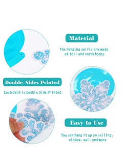 HOWAF HOWAF 30 Pcs Winter Snowflake Birthday Baby Shower Hanging Swirl Decorations,NO-DIY Winter Wonderland Blue White Snowflake Foil Hanging Ceiling Decor for Frozen Winter Xmas New Year Holiday  - Image 3