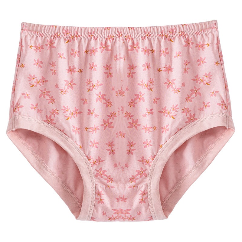 High-waisted Pure Cotton Underpants For Middle-aged Elderly Women Briefs Senior Citizens Midship Underwear Light emerald powder 