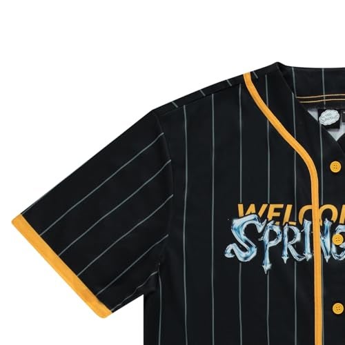 The Simpsons Men's Baseball Jersey - Homer, Bart, Lisa, Krusty The Clown - Mesh Button Down Baseball Jersey (Black, Large) - Image 3