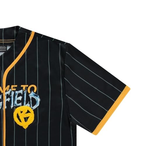 The Simpsons Men's Baseball Jersey - Homer, Bart, Lisa, Krusty The Clown - Mesh Button Down Baseball Jersey (Black, Large) - Image 4