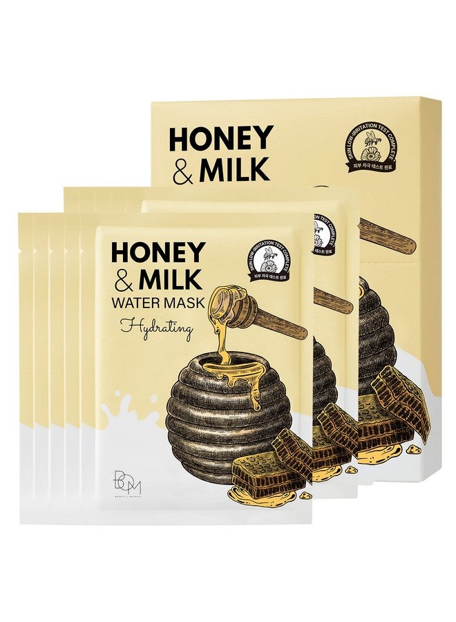 bom Honey Milk Water Face Mask 10 Pack Deep Hydrating Nourishing Facial Sheet Masks With Honey And Milk Complex Aquaxyl - Image 1
