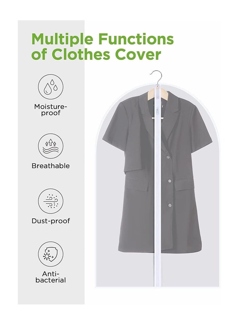 Arabest 10 Pcs Hanging Garment Bags, Dress Clothes Protector Bag with Zipper, Dust Cover, Mothproof, Closet Garment Suit Skirt Cover Bag for Wardrobe Storage, 2 x Medium (60x120cm), 8 x Small (60x100cm) - Image 3