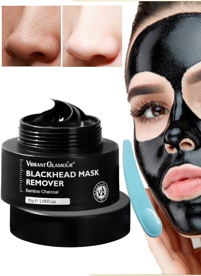 Vibrant Glamour Blackhead Remover Mask Peel Off Face Mask Bamboo Charcoal Peel Off Black Mask Deep Cleansing Facial Mask Facial Purifying and Clean Blackhead Face Nose for All Skin Types Charcoal Mask 30g  - Image 1