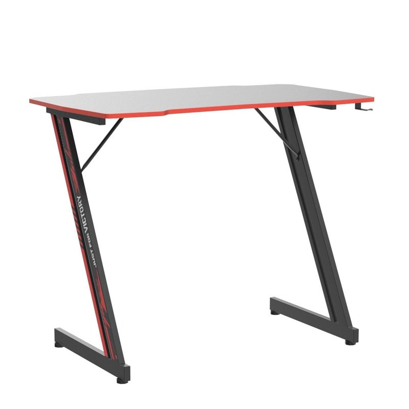 BestOffice Gmaing Desk 35.4in PC Computer Desk Z Shaped Gaming Workstation Ergonomic Gaming Table with Headphone Hook for Home Office, Red - Image 4