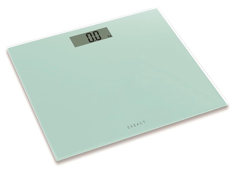 EXZACT Digital Bathroom ScaleElectronic Weighing Scale Ultra Slim 17 CM Thickness 150 kg 330 lb Colour Glass Platform White - Image 1
