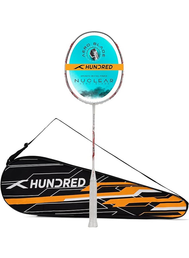 HUNDRED NUCLEAR 78 Carbon Fibre Unstrung Badminton Racket with Full Racket Cover | For Professional Players | 78 grams | Maximum String Tension - 32lbs - Image 1