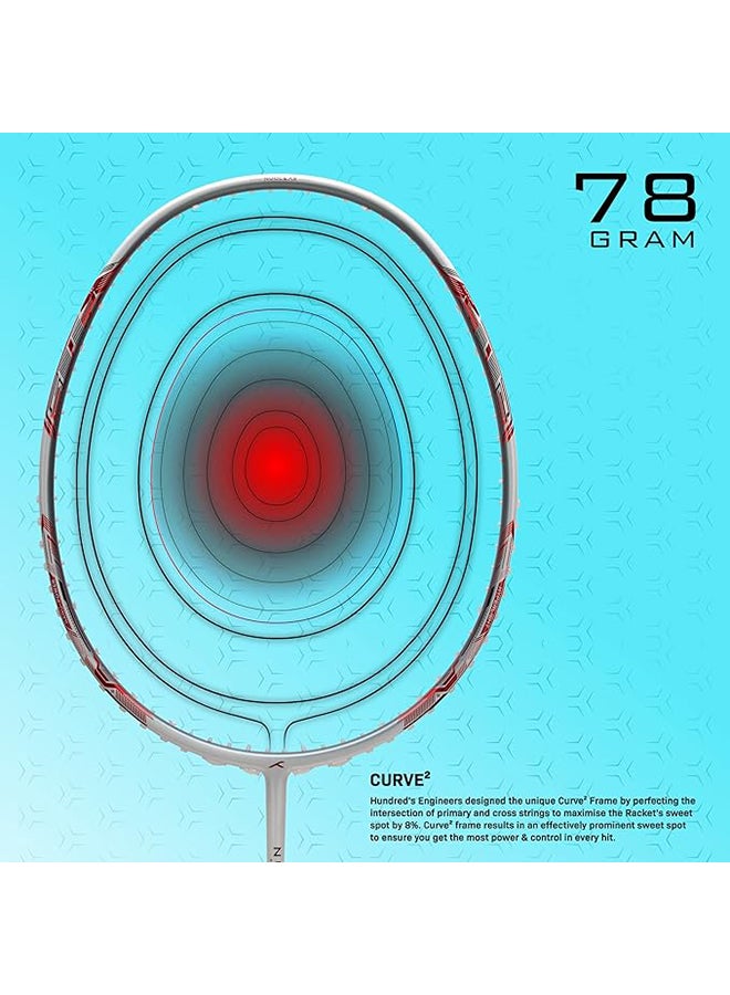 HUNDRED NUCLEAR 78 Carbon Fibre Unstrung Badminton Racket with Full Racket Cover | For Professional Players | 78 grams | Maximum String Tension - 32lbs - Image 4