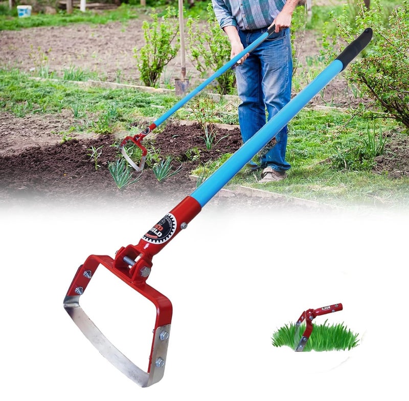 REDBUILD™ Heavy Duty Hand Weeder with Handle (4 Feet Handle) | Manual Weeder for Agriculture | Weed Remover | Weed Removal Equipment | Agriculture Tools for Farming | Stirrup Hoe - Image 1
