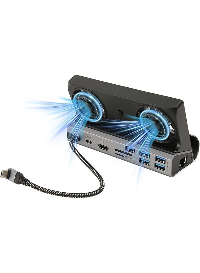 PROMASS Docking Station Compatible with Steam Deck, 10 in 1 for Rog Ally Dock, Station with 5 USB 3.0 2.0 Dual Cooling Fan HD Multimedia Interface 4K At 60Hz 100W Charging  - Image 1