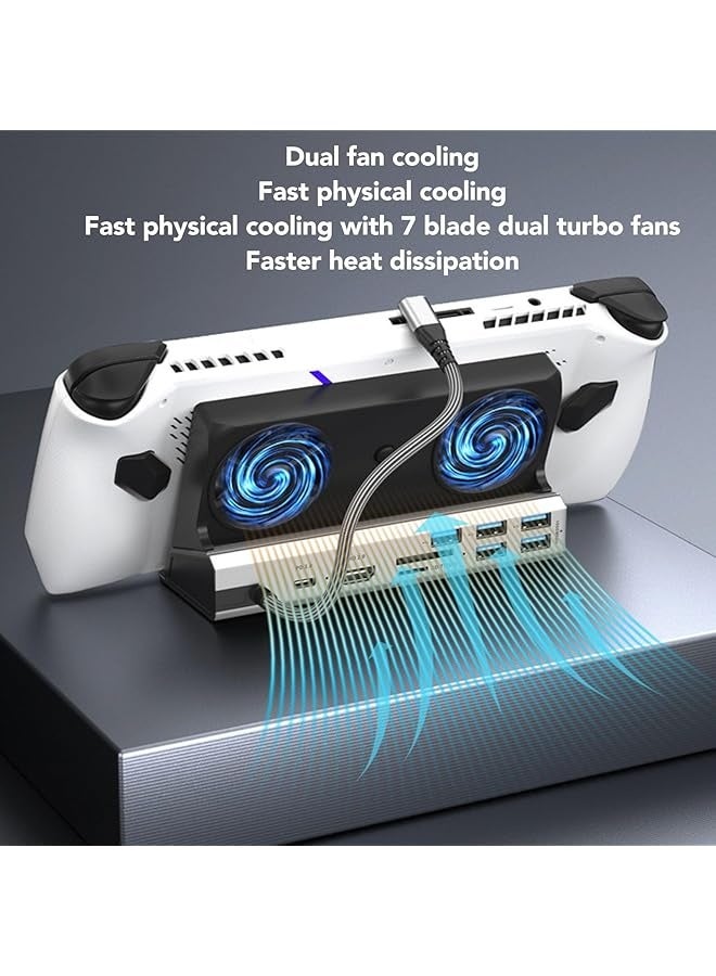PROMASS Docking Station Compatible with Steam Deck, 10 in 1 for Rog Ally Dock, Station with 5 USB 3.0 2.0 Dual Cooling Fan HD Multimedia Interface 4K At 60Hz 100W Charging  - Image 3