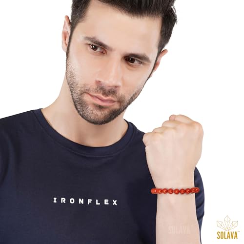 SOLAVA Original Red Jasper Bracelet with Lab Certificate for Men and Women - Natural Energised Red Bracelet for Money, Balance Root Chakra, Reiki Healing and Good Luck - 8MM Beads - Image 5