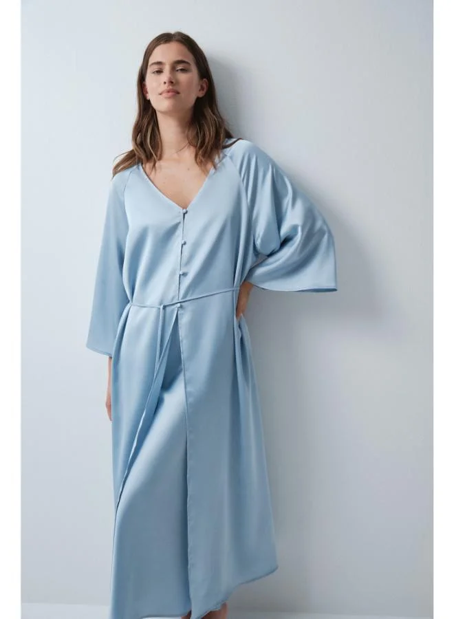 Women'secret Satin-finish puffed sleeve long robe