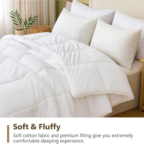 Bhoomi Impex Double Size Comforter - 300 GSM Warm Quilt Blanket Rajai, White, Down Alternative Duvet Insert with Corner Ties, Perfect for Hotel Rooms & Guest Houses - Summer Bedding - Image 3