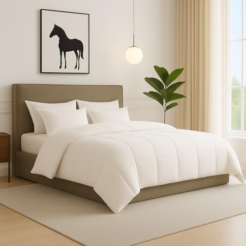 Bhoomi Impex Double Size Comforter - 300 GSM Warm Quilt Blanket Rajai, White, Down Alternative Duvet Insert with Corner Ties, Perfect for Hotel Rooms & Guest Houses - Summer Bedding - Image 1