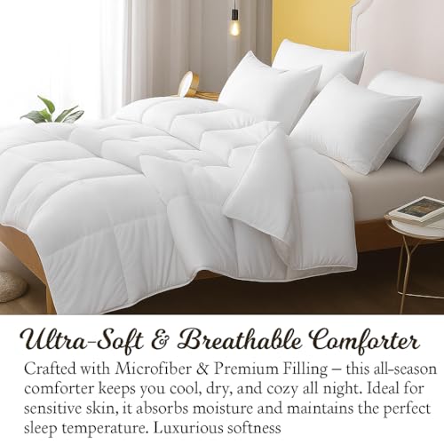 Bhoomi Impex Double Size Comforter - 300 GSM Warm Quilt Blanket Rajai, White, Down Alternative Duvet Insert with Corner Ties, Perfect for Hotel Rooms & Guest Houses - Summer Bedding - Image 4