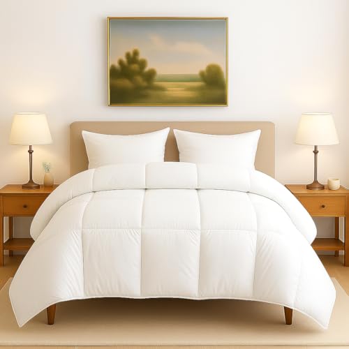 Bhoomi Impex Double Size Comforter - 300 GSM Warm Quilt Blanket Rajai, White, Down Alternative Duvet Insert with Corner Ties, Perfect for Hotel Rooms & Guest Houses - Summer Bedding - Image 2