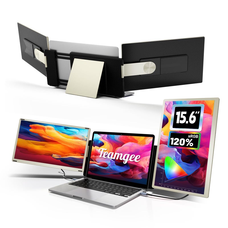 Teamgee Portable Monitor for All Laptops, 15.6" 1080P FHD IPS 120% sRGB, 235° Rotation, Detachable, Plug & Play, Compatible with Windows/Mac/Chrome/PC - Image 1