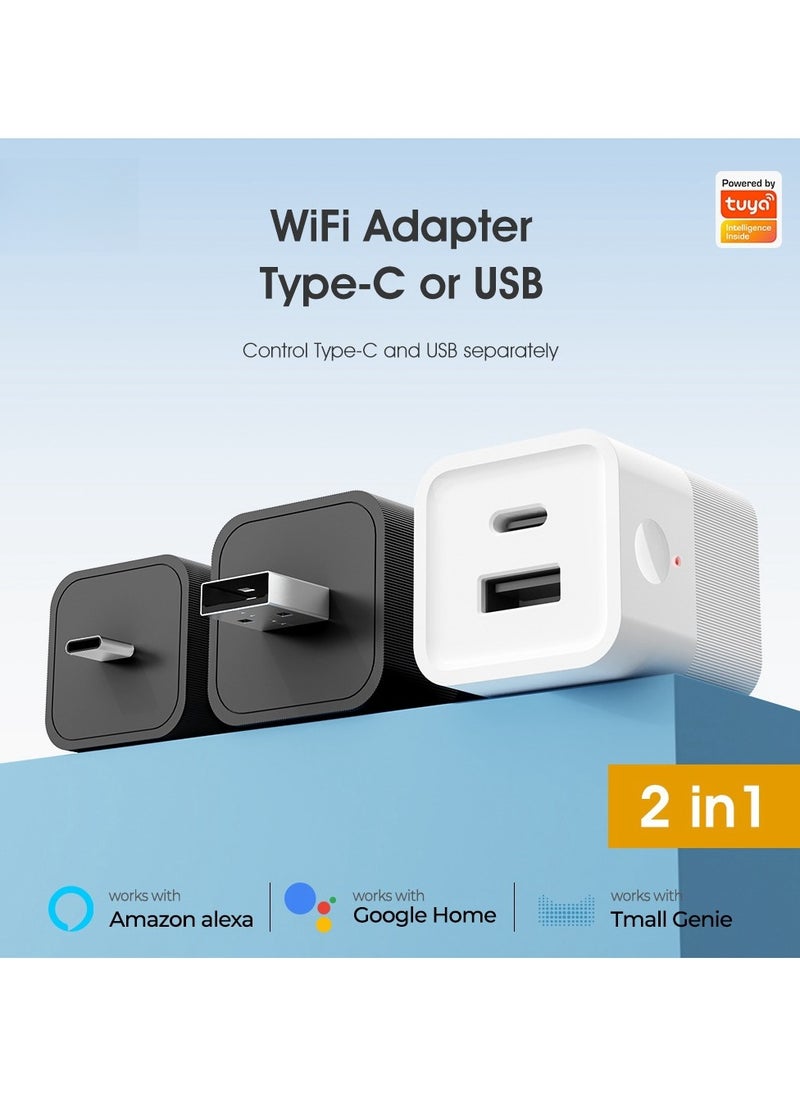 Healife Tuya Smart WiFi Type-C USB Adaptor, 2-in-1 Mini Charger with Voice Control, Works with Alexa & Google  - Image 3