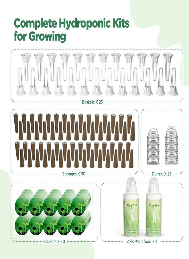 LetPot 77 Pcs Seed Pod Kits, Square Grow Anything Kit for Hydroponics, with 2 A&B Nutrient Plant Foods and 30 Sponges, 5 Domes, 10 Baskets, 30 Stickers, Compatible with LetPot Mini, YOOCAA, QYO, LYKO - Image 2