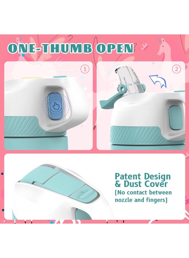 FjBottle Kids Stainless Steel Water Bottles with Straw, 12 oz Leak Proof Insulated Water Bottle Double Wall Keep Hot Cold Drinks Thermos Toddler Bottle with Handle BPA-Free for School - Image 4