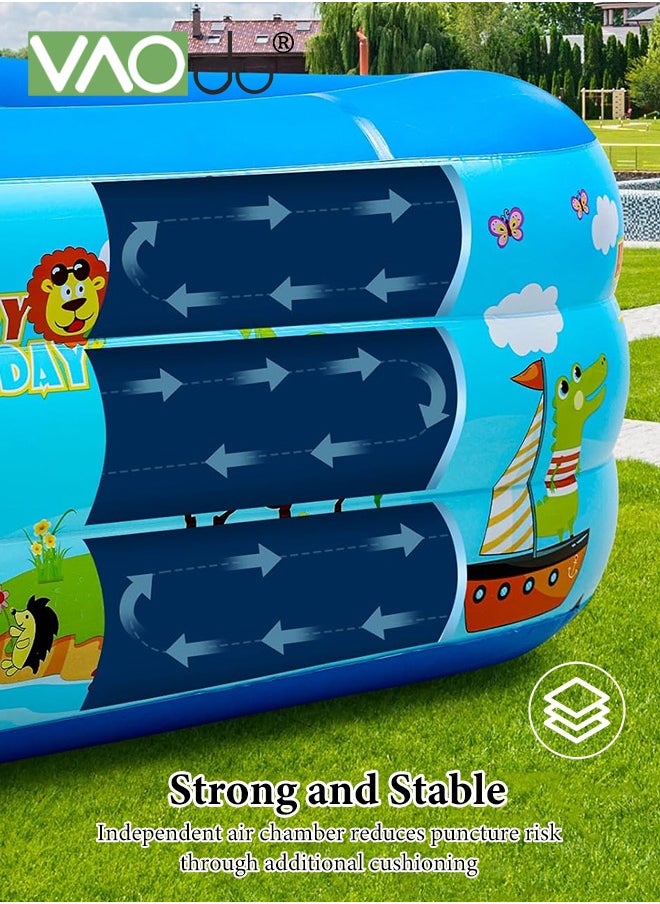 VAOdo Inflatable Kiddie Pool with Electric Inflatable Pump, Kids Swimming Pool with Inflatable Soft Floor, Ocean World Inflatable Bathtub for Indoor or Outdoor, Ball Pit Pool for Children and Adults 260*160*60CM  - Image 4