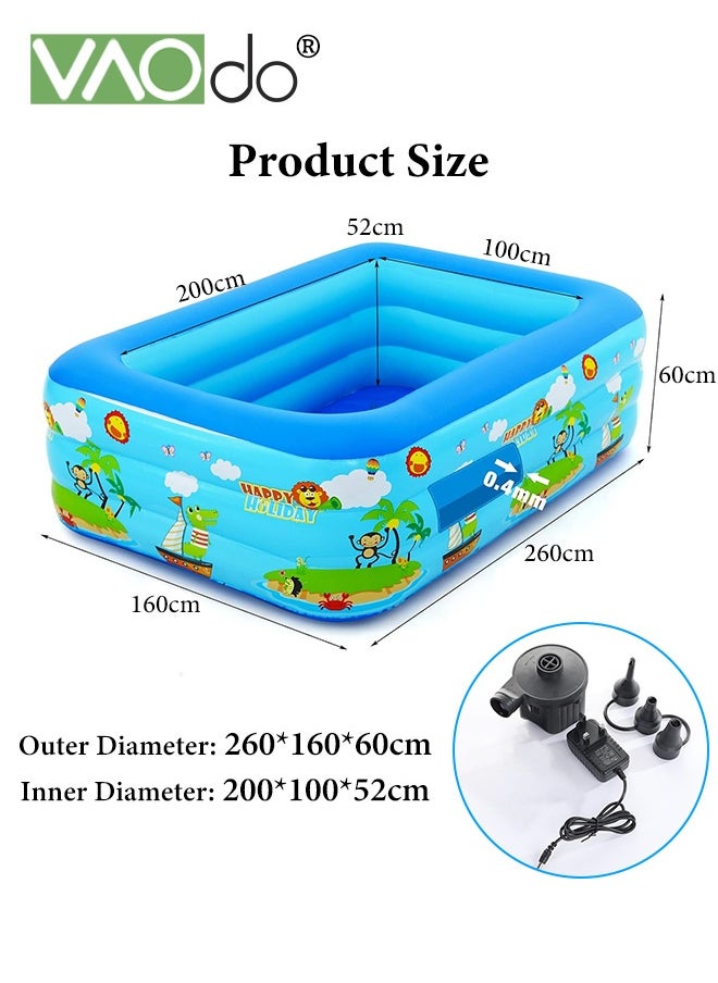 VAOdo Inflatable Kiddie Pool with Electric Inflatable Pump, Kids Swimming Pool with Inflatable Soft Floor, Ocean World Inflatable Bathtub for Indoor or Outdoor, Ball Pit Pool for Children and Adults 260*160*60CM  - Image 3
