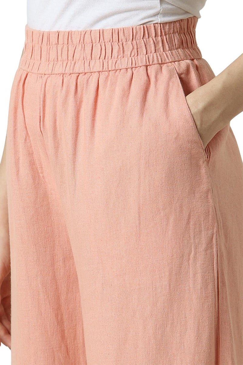 Van Heusen Women Peach Textured Casual Regular Fit Trousers - Image 5