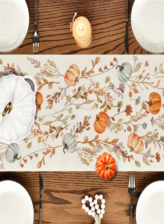 RABUSOFA Orange Pumpkins Floral Fall Table Runner,Seasonal Autumn Kitchen Dining Table Holiday Thanksgiving Fall Decorations for Home Party Decor 13x72 Inch - Image 4