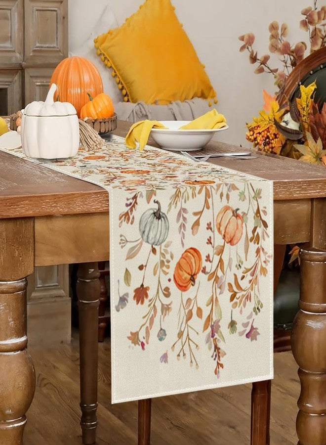 RABUSOFA Orange Pumpkins Floral Fall Table Runner,Seasonal Autumn Kitchen Dining Table Holiday Thanksgiving Fall Decorations for Home Party Decor 13x72 Inch - Image 2