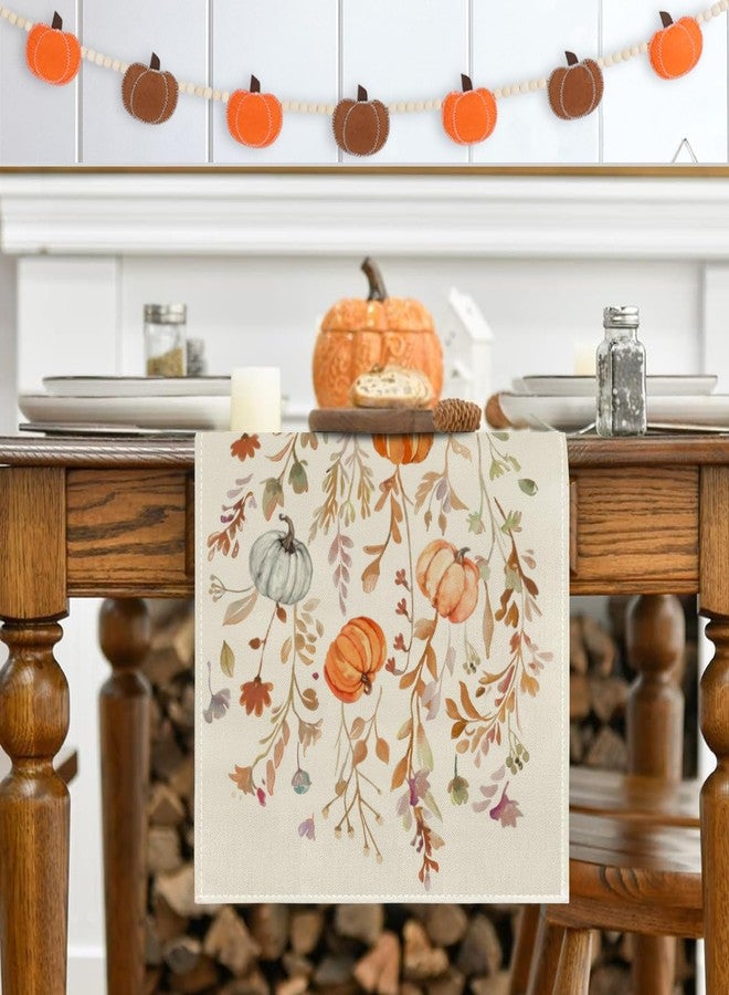 RABUSOFA Orange Pumpkins Floral Fall Table Runner,Seasonal Autumn Kitchen Dining Table Holiday Thanksgiving Fall Decorations for Home Party Decor 13x72 Inch - Image 5
