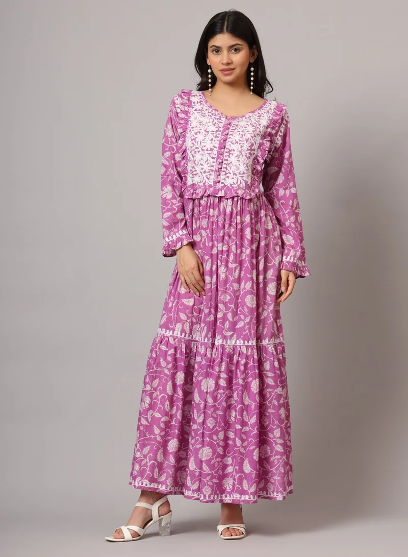 الايا جلابية قطن شيكانكاري مولمول مطرزة يدوياً-AL3941