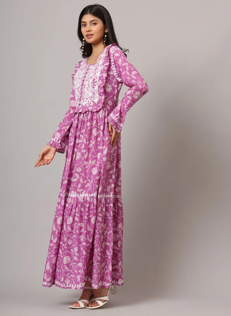 الايا جلابية قطن شيكانكاري مولمول مطرزة يدوياً-AL3941