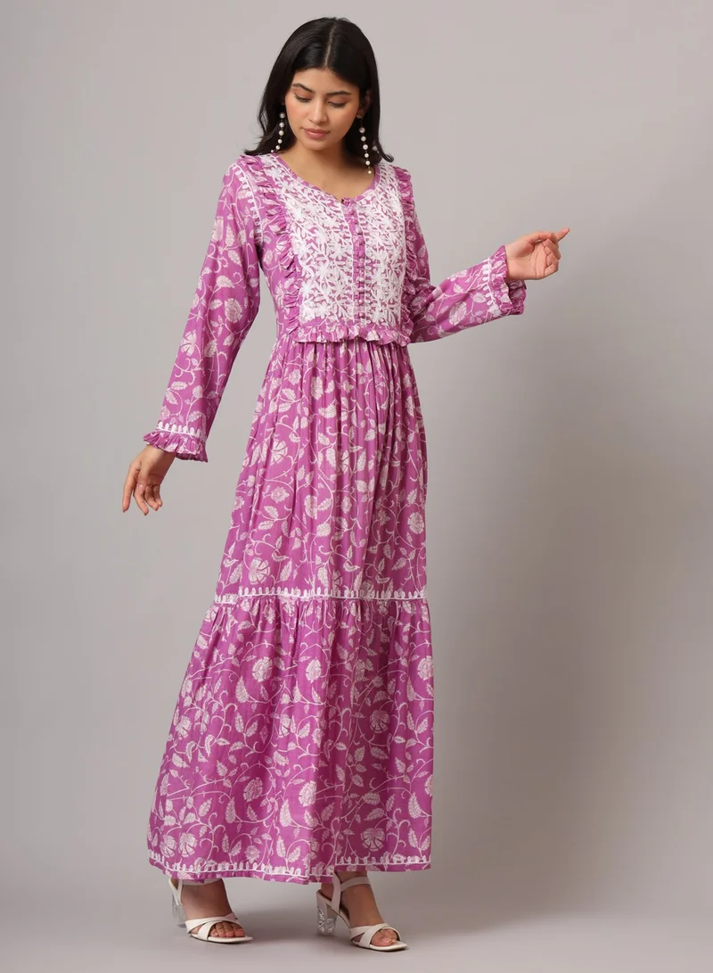 الايا جلابية قطن شيكانكاري مولمول مطرزة يدوياً-AL3941
