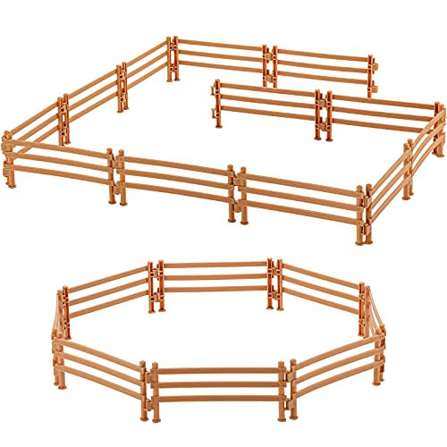 Sumind 40 Pieces Horse Corral Fencing Accessories Playset Plastic Farm Fence Toy for Barn Paddock Horse Stable Farm Animal Fence Panel Paddock Toy Educational Present Cake Toppers - Image 1