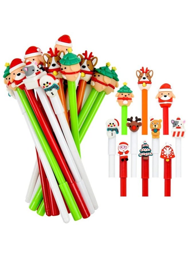 21pcs Christmas Gel Ink Pens Set – Black Ink Rollerball Pens with Santa, Snowman, Reindeer & Tree Toppers – Includes Mesh Pencil Case – Cute Holiday Stationery for School, Office, Boys & Girls – Smooth Writing – Color May Vary - Image 4