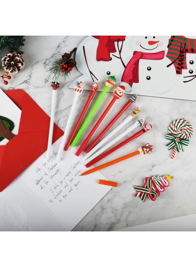 21pcs Christmas Gel Ink Pens Set – Black Ink Rollerball Pens with Santa, Snowman, Reindeer & Tree Toppers – Includes Mesh Pencil Case – Cute Holiday Stationery for School, Office, Boys & Girls – Smooth Writing – Color May Vary - Image 5