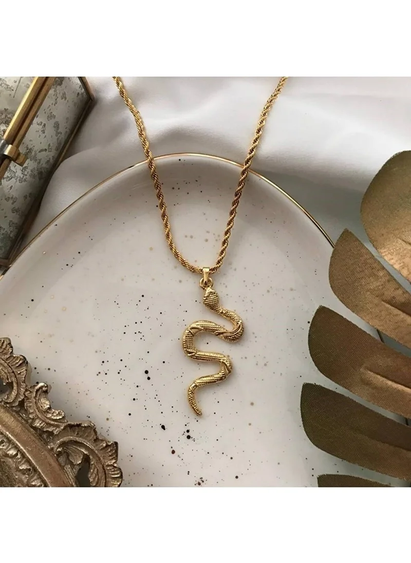 Escbutik Snake Figured Gold Necklace